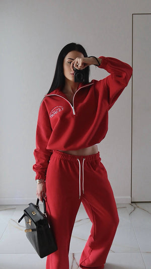 Костюм трикотаж діагональ з утепленням - Red