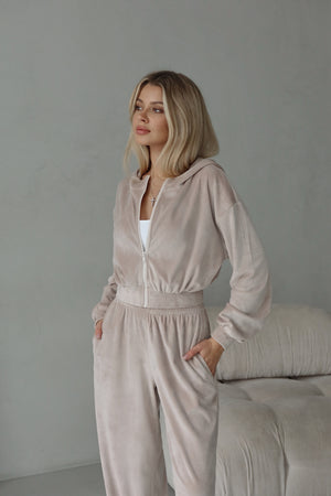Костюм велюр з капюшоном - Nude