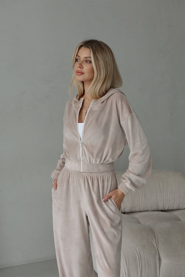 Костюм велюр з капюшоном - Nude