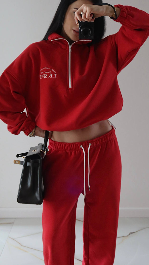 Костюм трикотаж діагональ з утепленням - Red