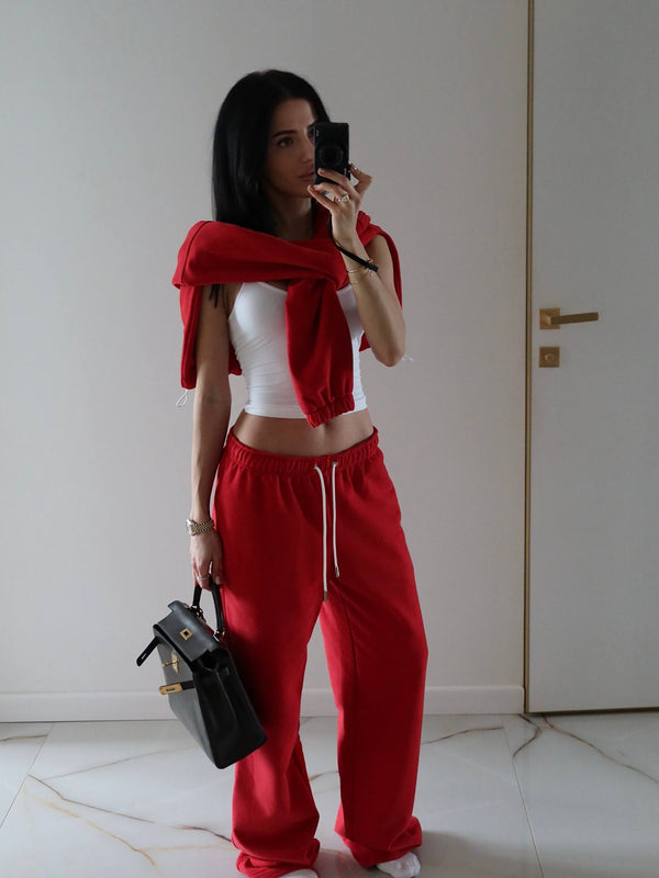 Костюм трикотаж діагональ з утепленням - Red