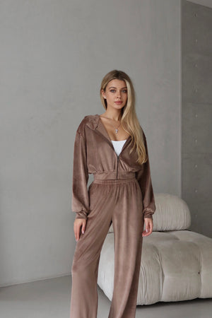 Костюм велюр з капюшоном - Mokko