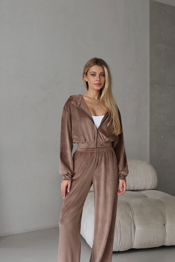 Костюм велюр з капюшоном - Mokko