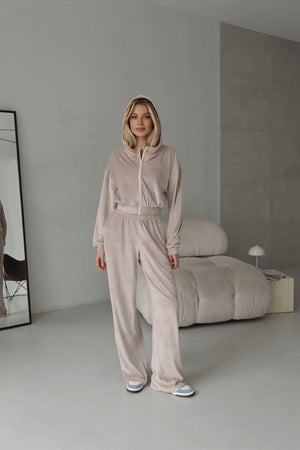 Костюм велюр з капюшоном - Nude
