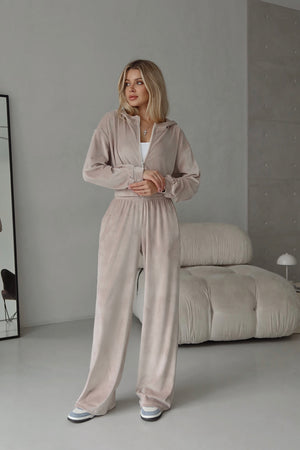Костюм велюр з капюшоном - Nude