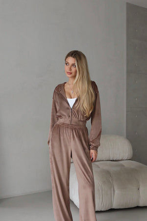 Костюм велюр з капюшоном - Mokko