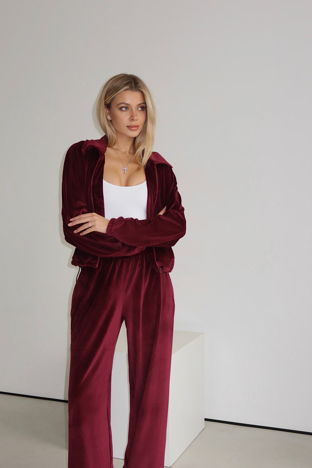 Костюм велюр поло - Burgundy