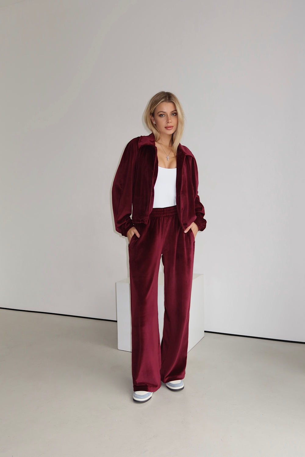 Костюм велюр поло - Burgundy