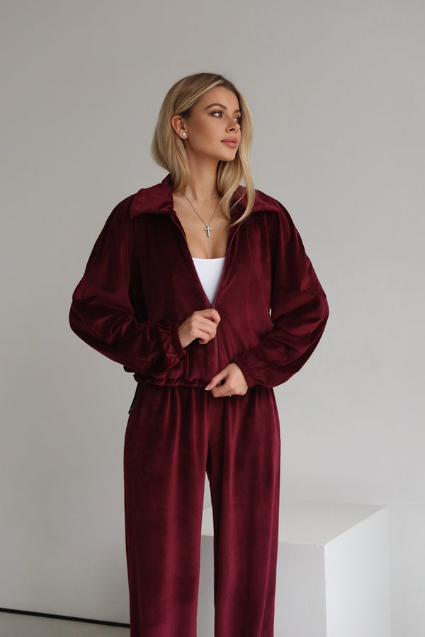 Костюм велюр поло - Burgundy