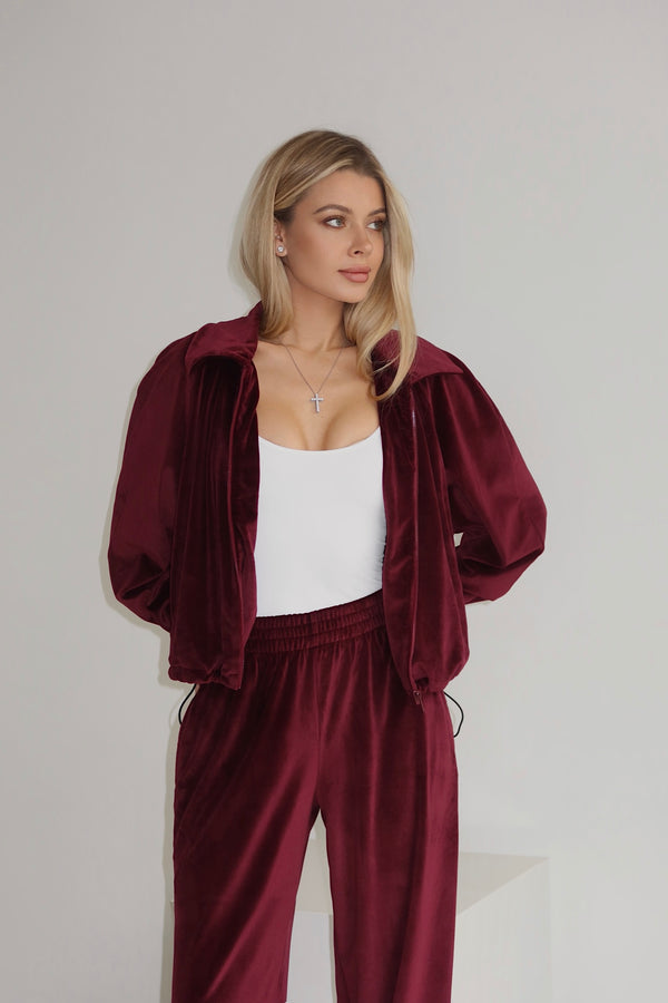 Костюм велюр поло - Burgundy